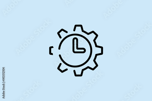 Obraz na płótnie Clock and gear icon, time management and business concept w salonie