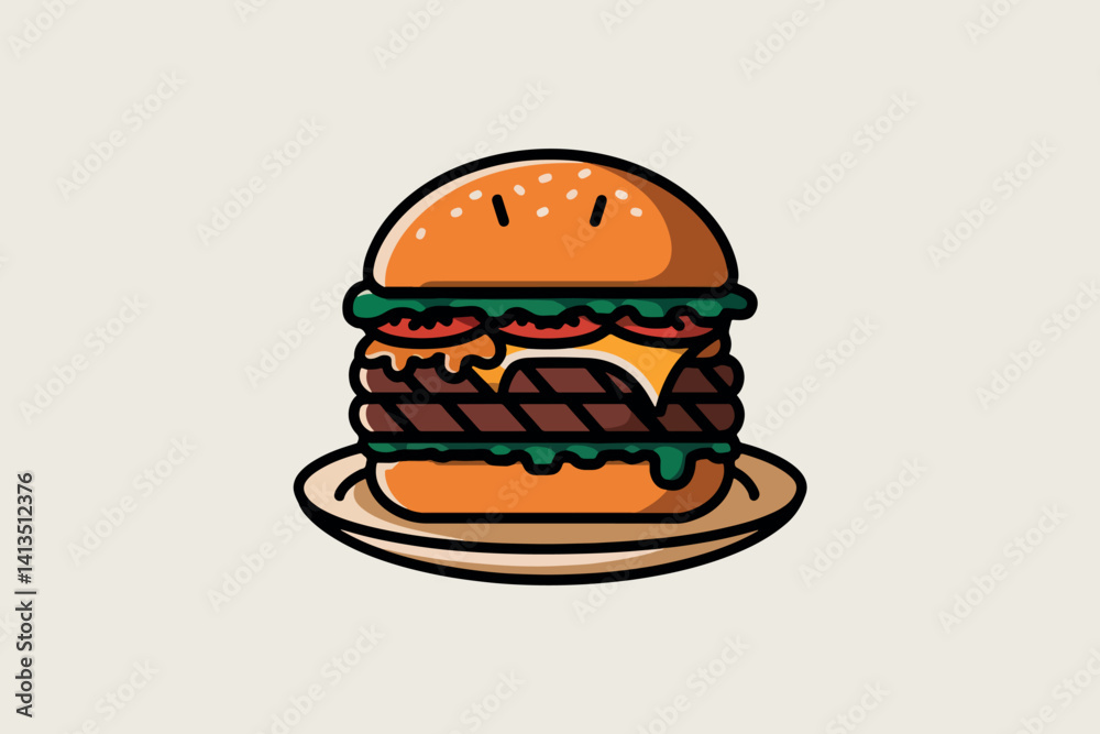 Burger icon, fast food concept