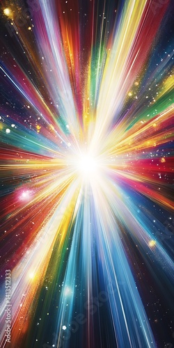 Obraz na płótnie Vibrant burst of colors radiating outward creating a stunning visual spectacle set against a cosmic backdrop : Generative AI w salonie