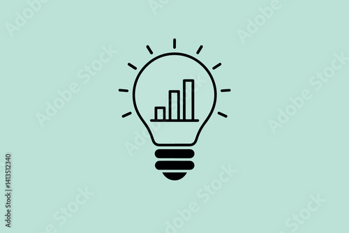 Light bulb with bar graph inside, business concept, idea and data analysis