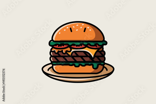 Burger icon, fast food concept