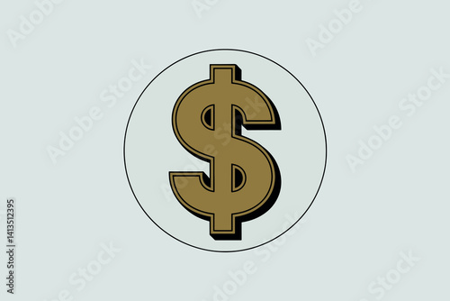 Golden dollar sign, business and wealth concept