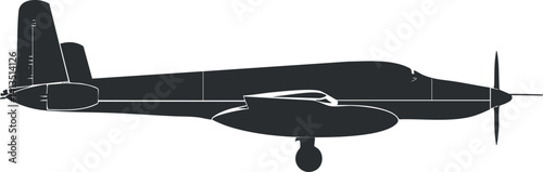 Silhouette of a sleek airplane showcasing its design and structure in a minimalist style