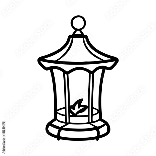 Bird feeder icon design with intricate details, nature-inspired concept