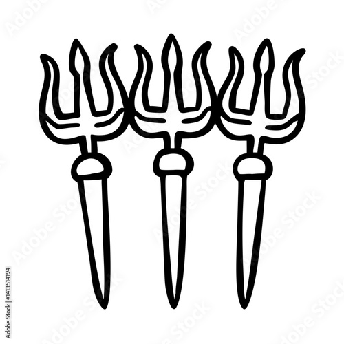 Garden stakes icon with trident design, gardening decoration concept