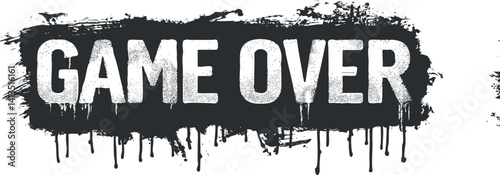 Bold game over graphic design illustrating defeat in video gaming context with a retro style.