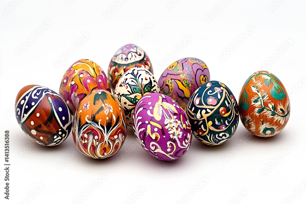 Intricately Designed Decorative Easter Eggs Vibrant and Colorful for Celebrations : Generative AI