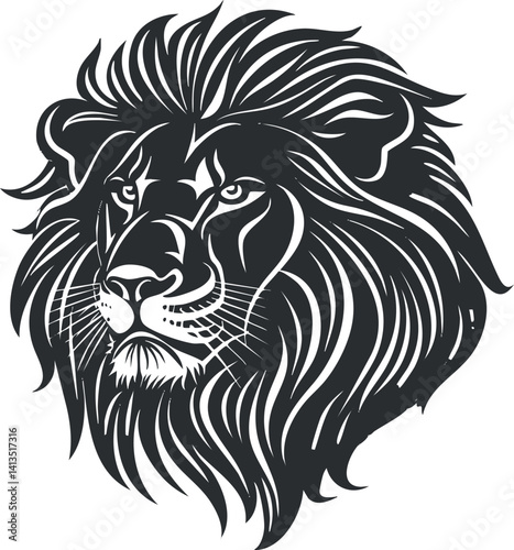 Wallpaper Mural Stylized black and white illustration of a lion's head showcasing its majestic features. Torontodigital.ca