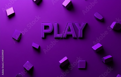 Obraz na płótnie Vivid purple background with the word PLAY surrounded by colorful blocks for an engaging visual experience : Generative AI w salonie