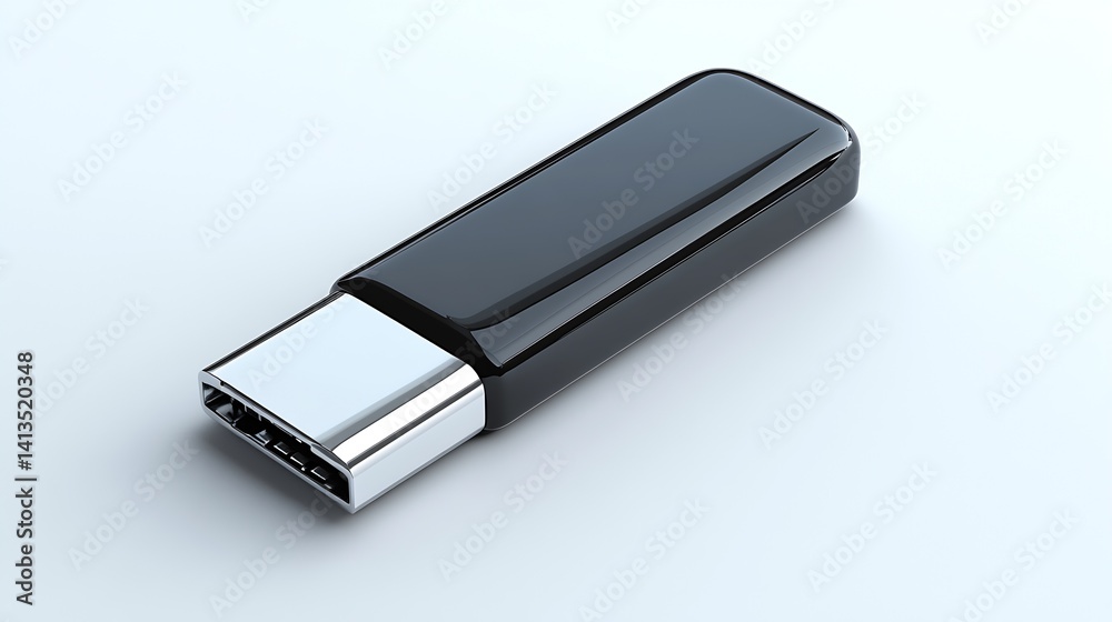 Sleek black USB flash drive showcasing modern design for efficient data storage and transfer solutions : Generative AI Sleek black USB flash drive showcasing modern design for efficient data storage and transfer solutions : Generative AI