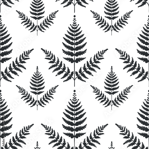 Black and white fern pattern design suitable for various decorative applications.