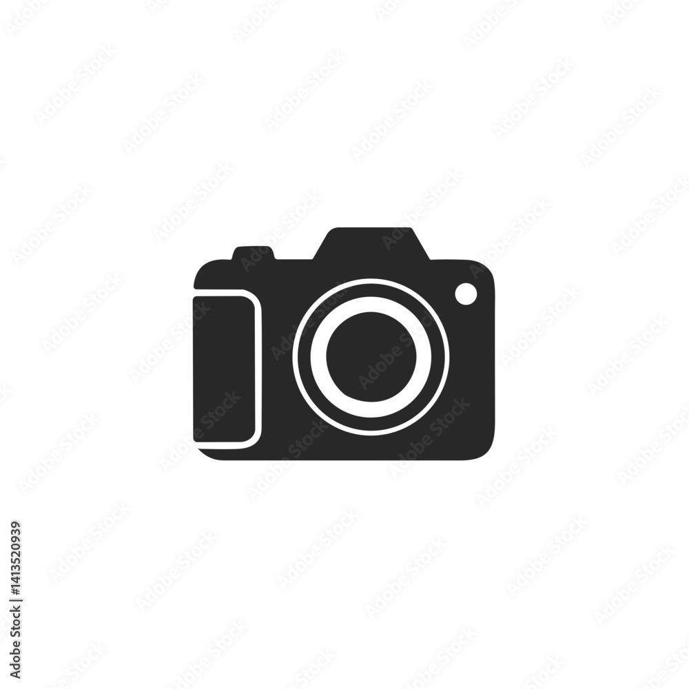 Black camera icon on a white background Black camera icon on a white background