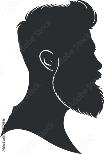A stylish silhouette of a bearded man in profile view showcasing modern design elements.
