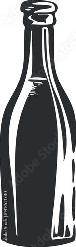 A simple black and white illustration of a tall glass bottle suitable for various design projects.