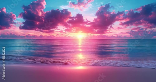Pink sunset beach scenic