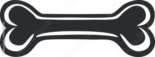 A cartoon-style black bone icon suitable for pet-related themes and products.