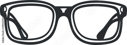 Stylish outline of eyeglasses suitable for various design projects and fashion contexts.