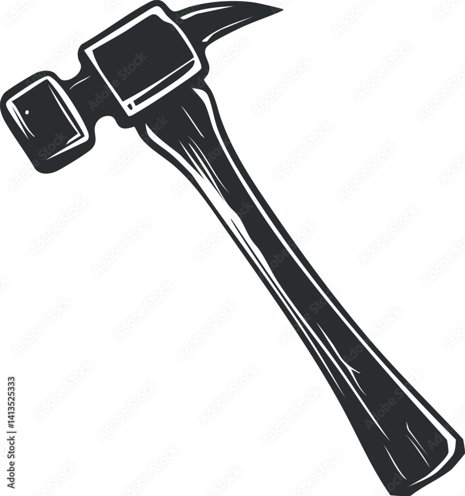 A detailed illustration of a hammer designed for construction and repair tasks. A detailed illustration of a hammer designed for construction and repair tasks.