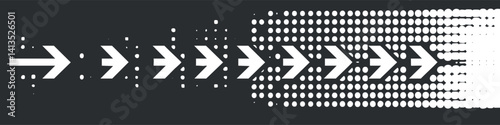 A series of arrows indicating motion and direction in a dynamic graphic design.