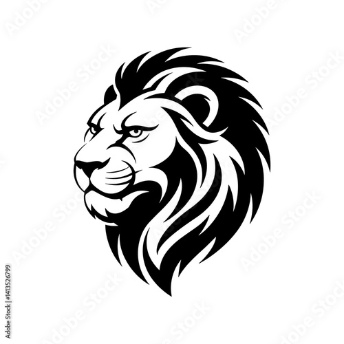 Lion head vector logo, Wild roaring lion king head tattoo set, Front and side view predator face, minimal lions heads icon black and white ink sketch silhouettes design, Eps, Ai, Svg format