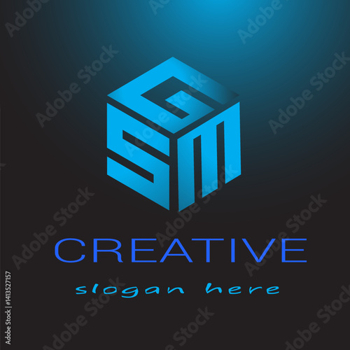 GSM three letter swoosh logo design vector template | monogram logo | abstract logo 