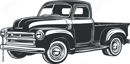 A vintage pickup truck illustration showcasing classic design and retro style.
