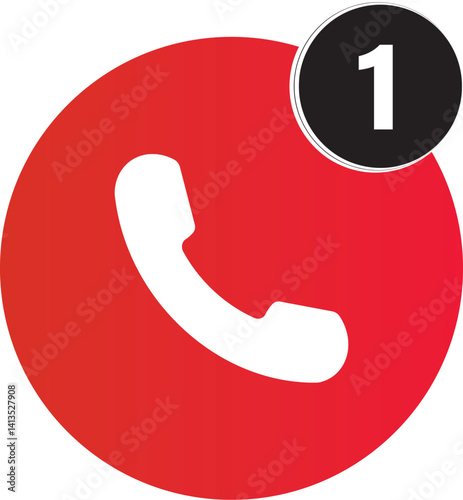 One missed call icon isolated on white background. Phone icon vector, Answer and decline phone call buttons
