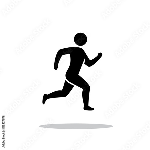 Running silhouette in motion on a white background  