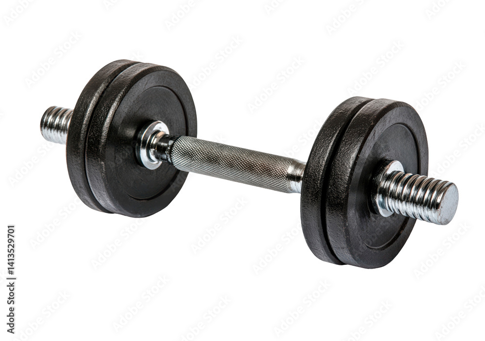 Adjustable barbell set with weight plates isolated on transparent background Adjustable barbell set with weight plates isolated on transparent background