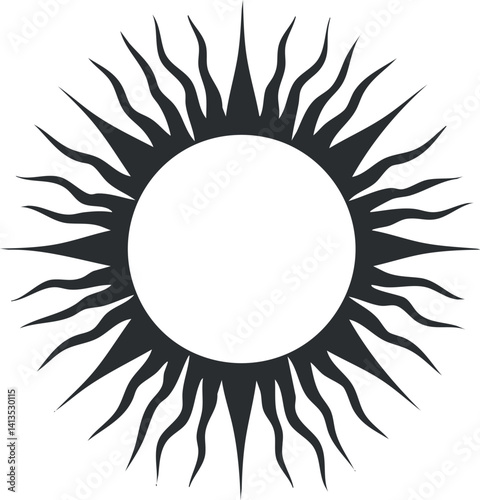Stylized sun symbol with rays emanating from a central circle in a minimalist design.
