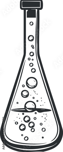 A laboratory flask with bubbles, ideal for scientific experiments and chemistry studies
