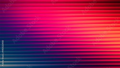 Abstract ribbed fractal glass texture effect with smooth fluted horizontal lines of colorful gradient. Bold and dynamic design blending bright colors and geometry for modern visual art project. Vector