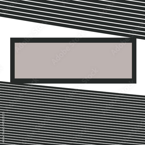 A thick-walled grey frame is sandwiched between diagonal striped masses.