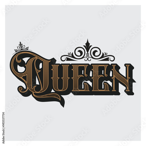 Queen Vintage Text Design