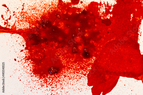 Red Paint Drips on White Background.Bloody textured fabric wallpaper.Crime Scene.Red Textured Surface.Abstract Red Liquid Splash on White Background. Halloween wallpaper.True Crime Wallpaper.