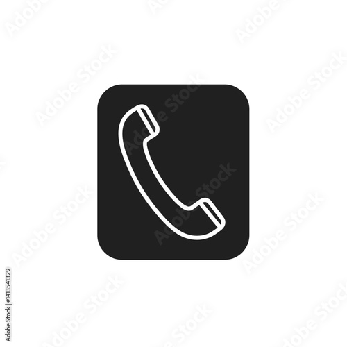 Telephone Icon on Black Background  