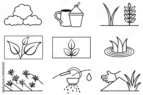 Agriculture Crop Watering Tools Vector Pack
