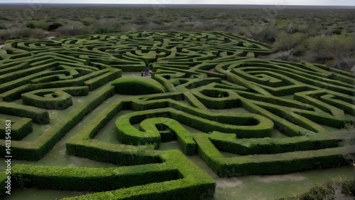 Obraz na płótnie Aerial Photograph of a Complex Hedge Maze w salonie