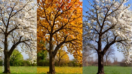 Quadriseasonal Tree in Park Setting