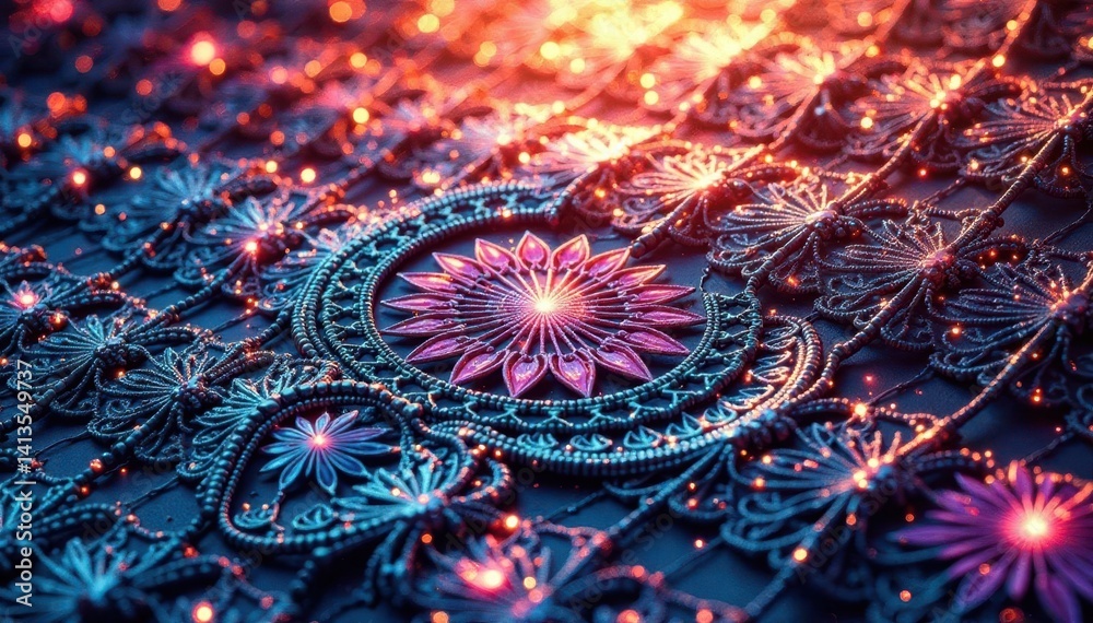 Fototapeta premium Geometric design in intricate lace, crisp lines , decorative, lace