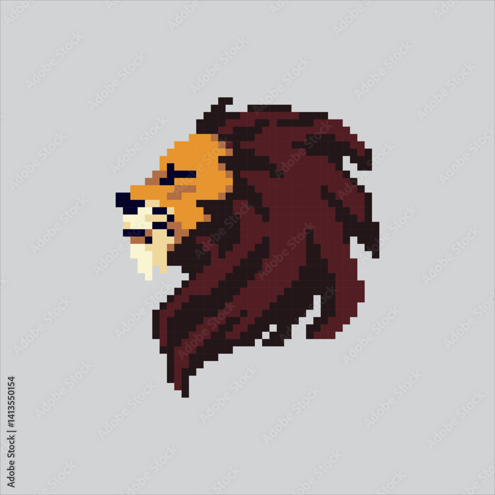 Fototapeta premium Pixel art illustration Lion Animal. Pixelated Lion Beast. Carnivore Lion Beast Animal Icon pixelated for the pixel art game and icon for website and video game. old school retro.