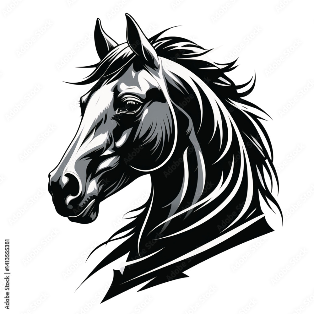 Majestic Horse Head Silhouette Vector Illustration