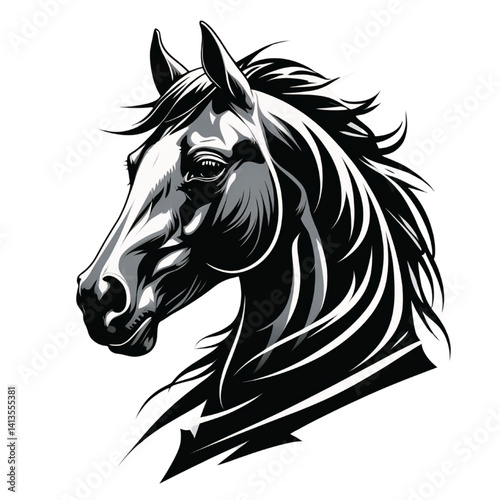 Obraz na płótnie Majestic Horse Head Silhouette Vector Illustration w salonie