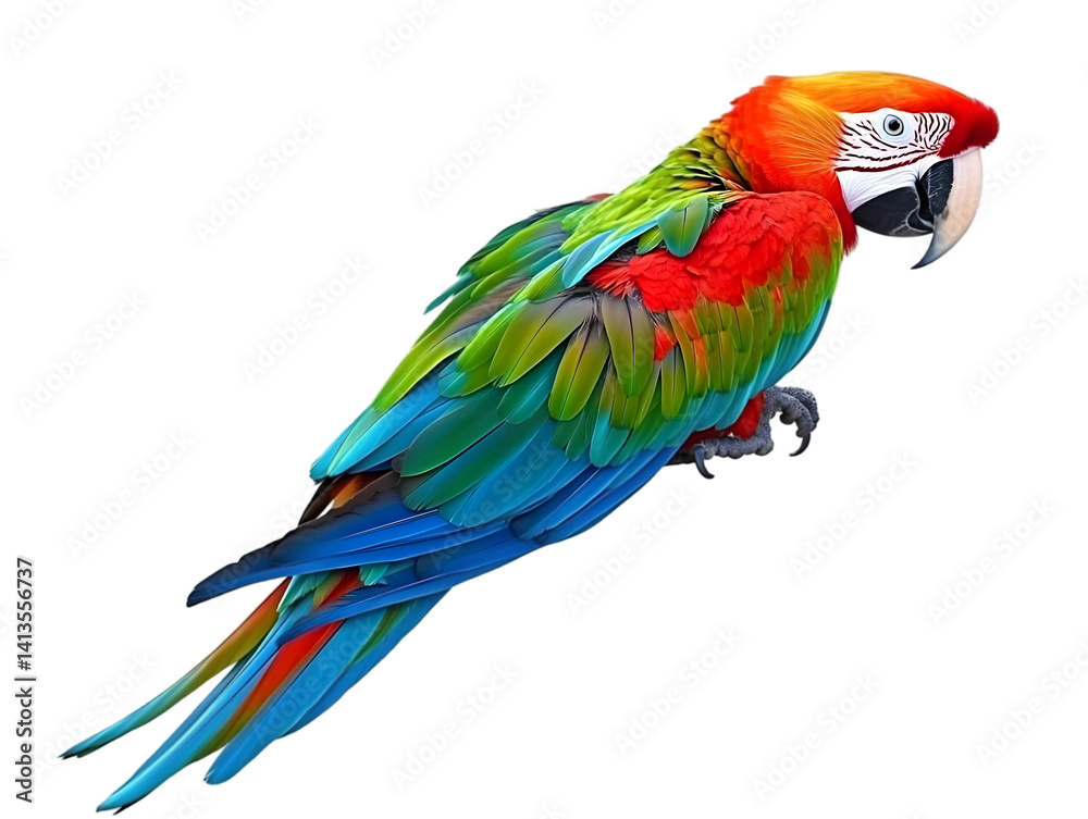 Naklejka premium Isolated Colorful Parrot Illustration With Vibrant Feathers Against Black Background