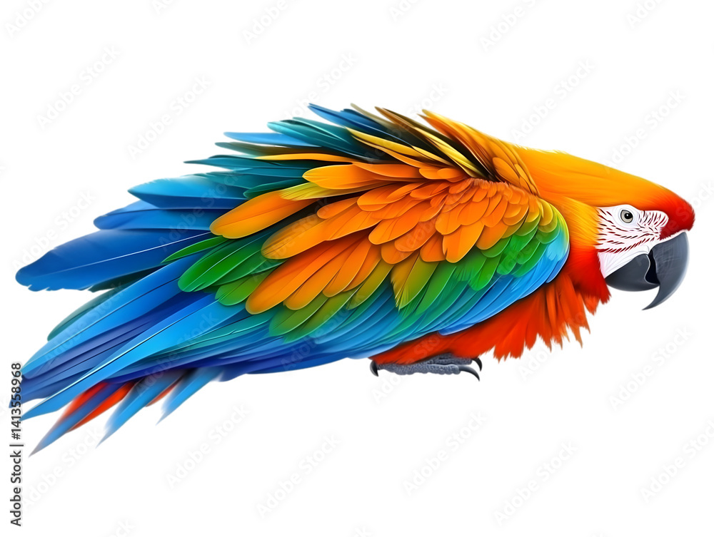 Obraz premium Realistic Colorful Parrot Illustration With Transparent Background