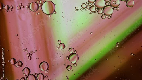Colorful Oil Bubbles Moving on a Water Surface