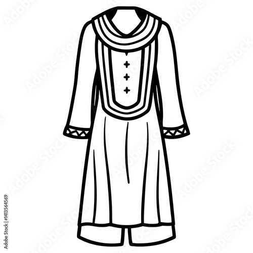 Minimal Salwar Kameez Vector Illustration on White Background