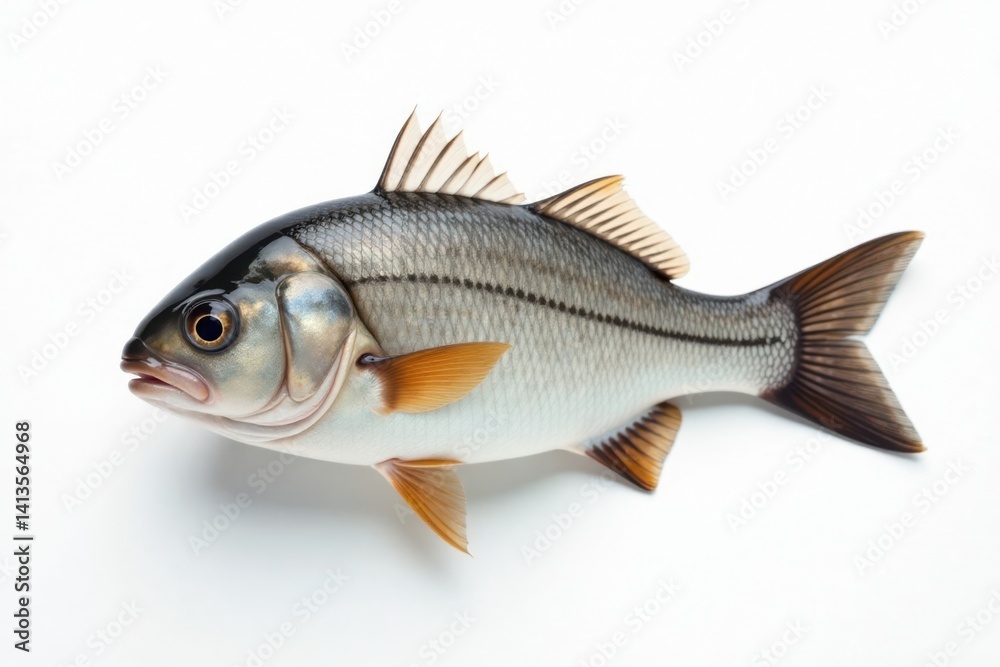 Single fish on white background, flat icon, white Single fish on white background, flat icon, white