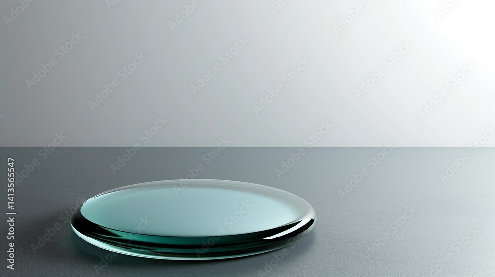Photorealistic image of a glass airtight topping puck in a clean isolated environment Photorealistic image of a glass airtight topping puck in a clean isolated environment