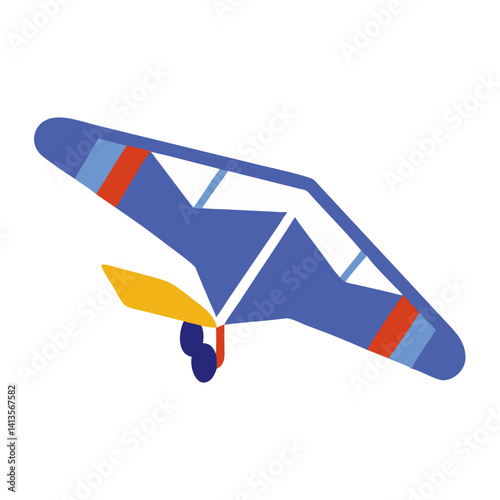 Glider icon in minimalist style with blue and yellow colors  